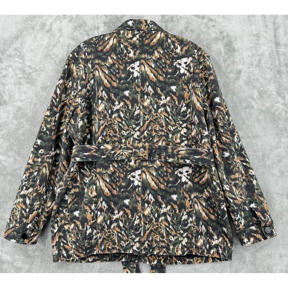 Ted Baker Jacket Womens 6 Inniza Cargo Urban Printed Pockets Camo Belted Green - Picture 2 of 14